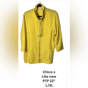 Weekends by Chicos,eyelet,front zip,bracelet sleeve lightweight jacket,cardigan